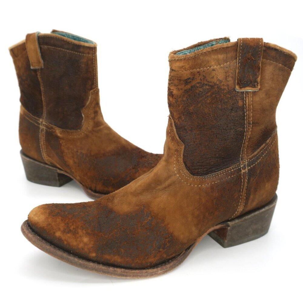 Women's Brown Suede Ankle Booties - Classic Western Style